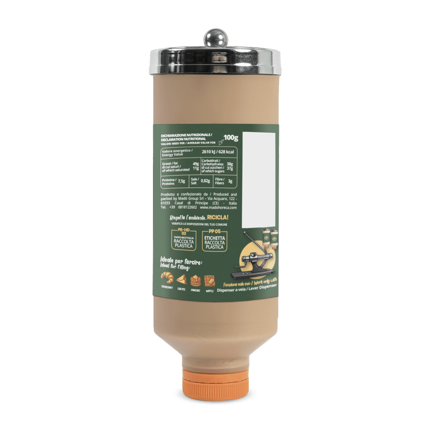 REFILL DI CREMA SPALMABILE AL GUSTO MADO' KE BUENA "BOTTIGLIA DA 800GR" - Mado Ho.re.ca