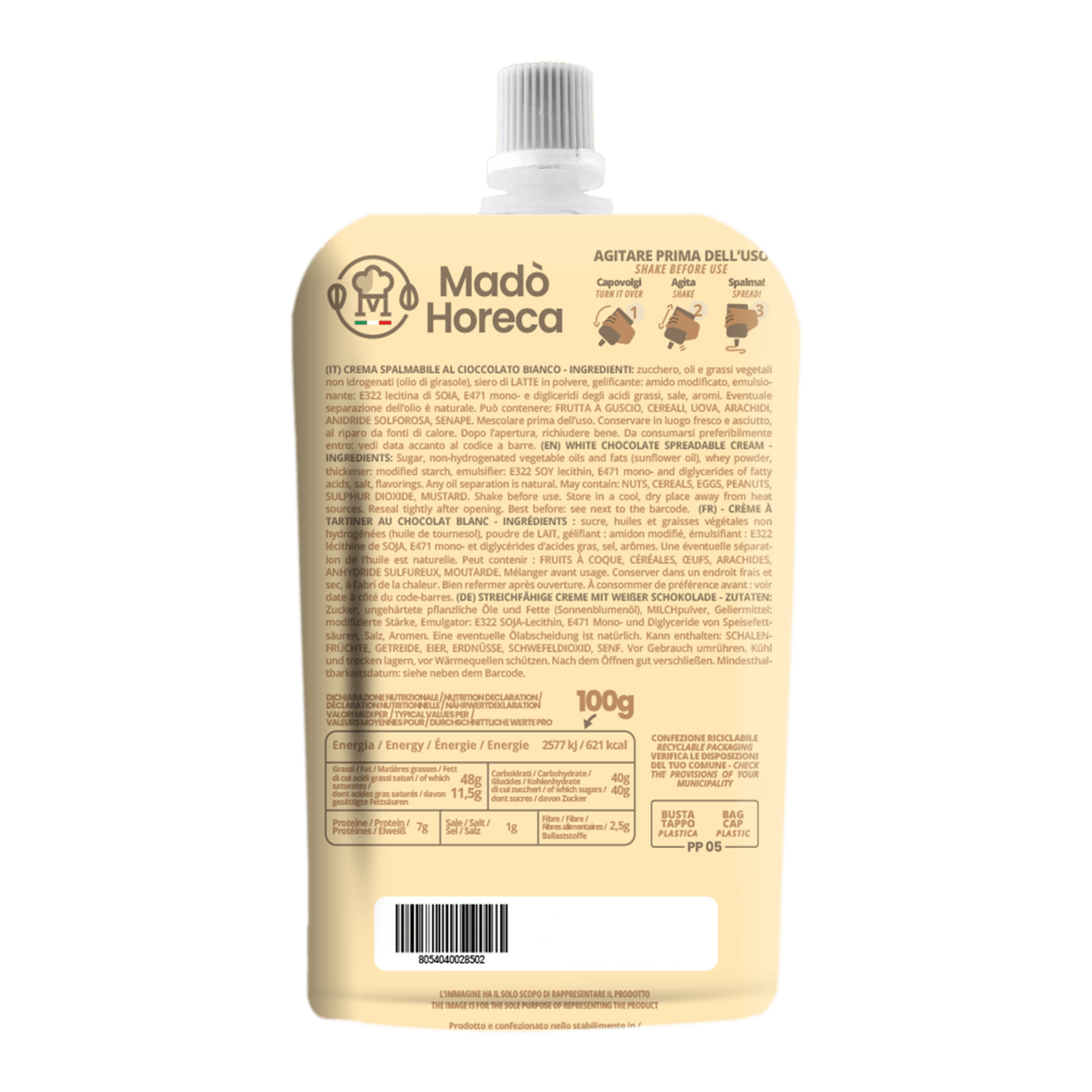 Sac A Poche "Zero Sprechi" al gusto Cioccolato Bianco "Busta da 600gr" - Mado Ho.re.ca