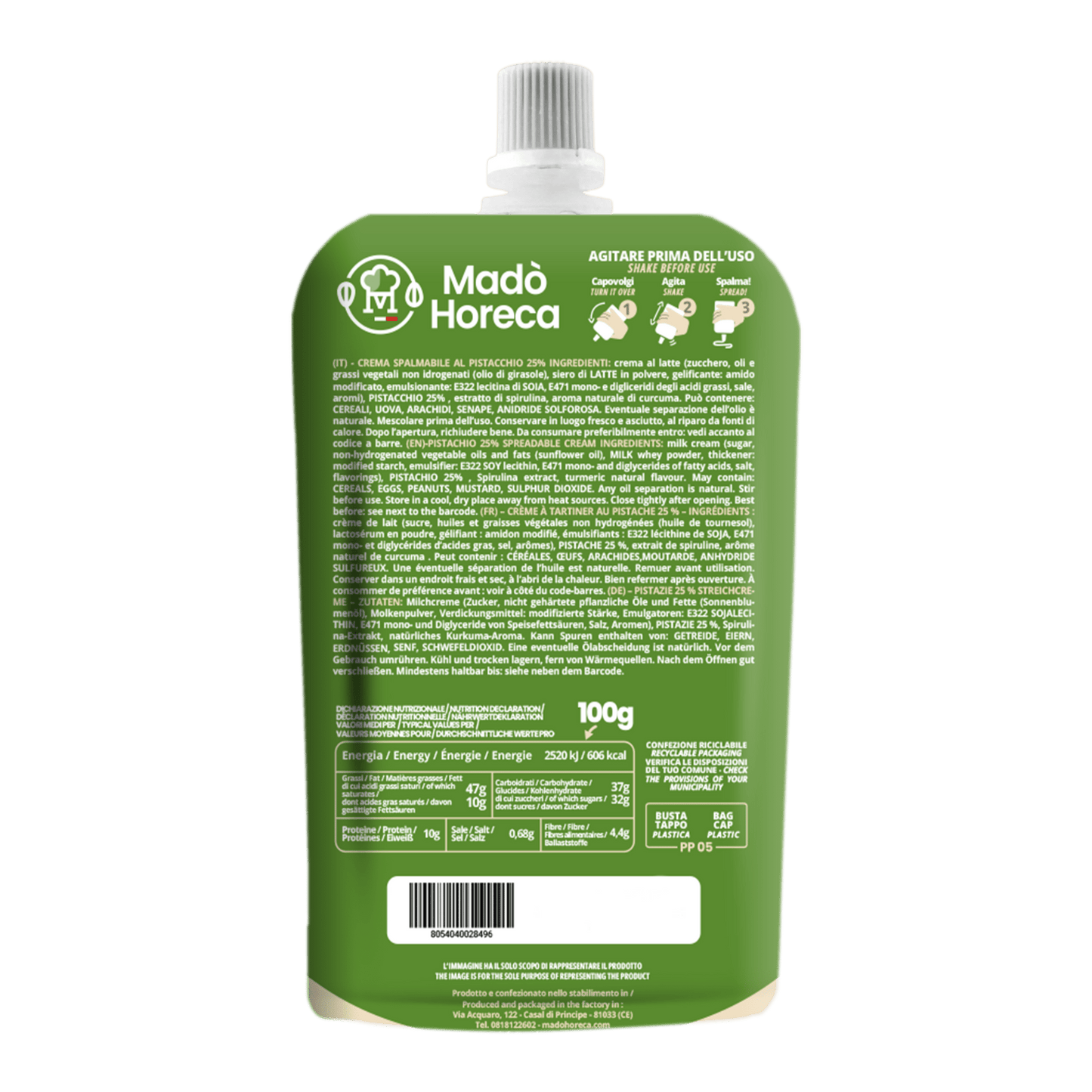 Sac A Poche "Zero Sprechi" al gusto Pistacchio 25% "Busta da 600gr" - Mado Ho.re.ca