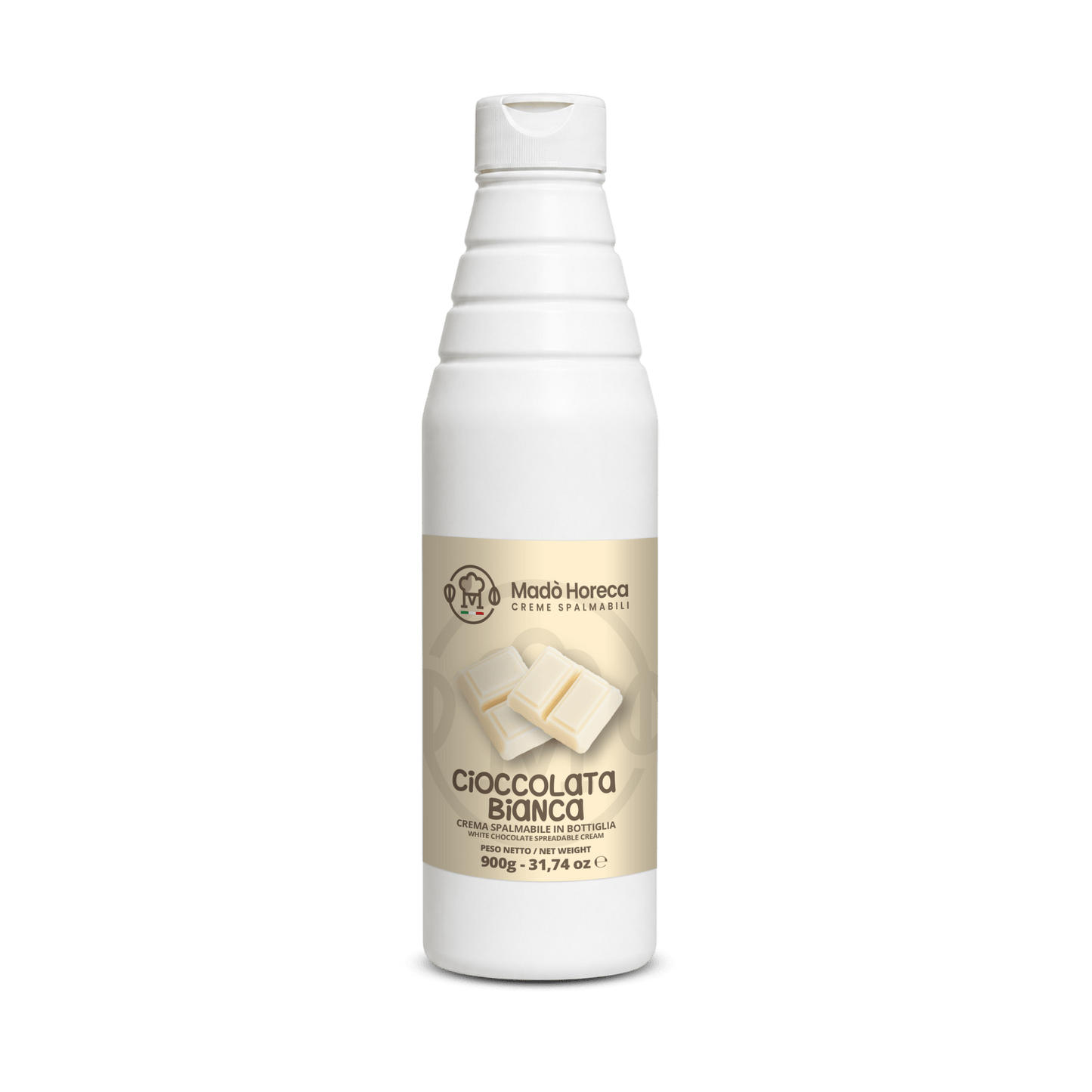 Crema in Bottiglia Artigianale al gusto Cioccolata bianca "Bottiglia da 900gr" - Mado Ho.re.ca