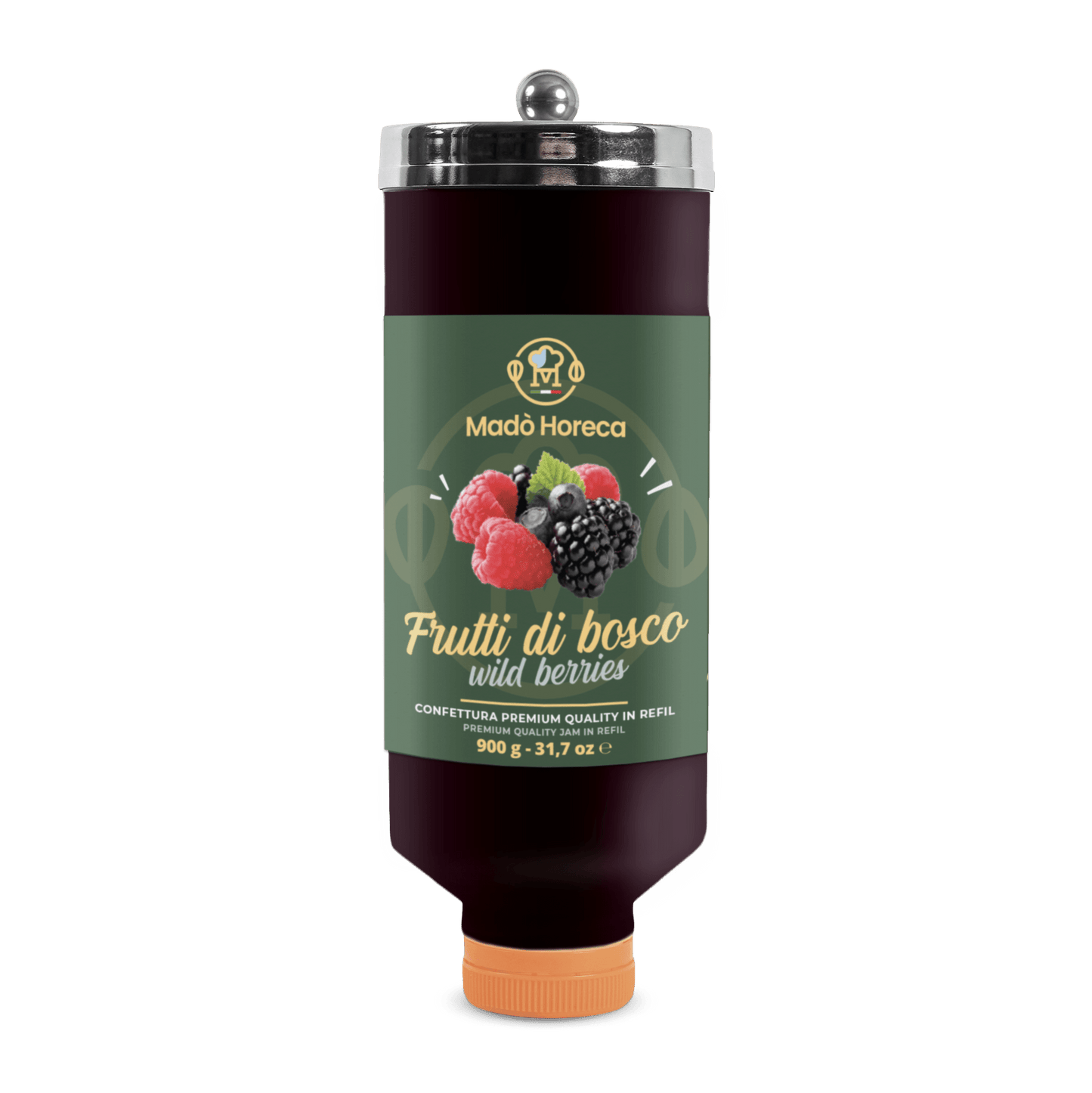 REFILL DI CONFETTURA GUSTO FRUTTI DI BOSCO "BOTTIGLIA DA 900GR" - Mado Ho.re.ca