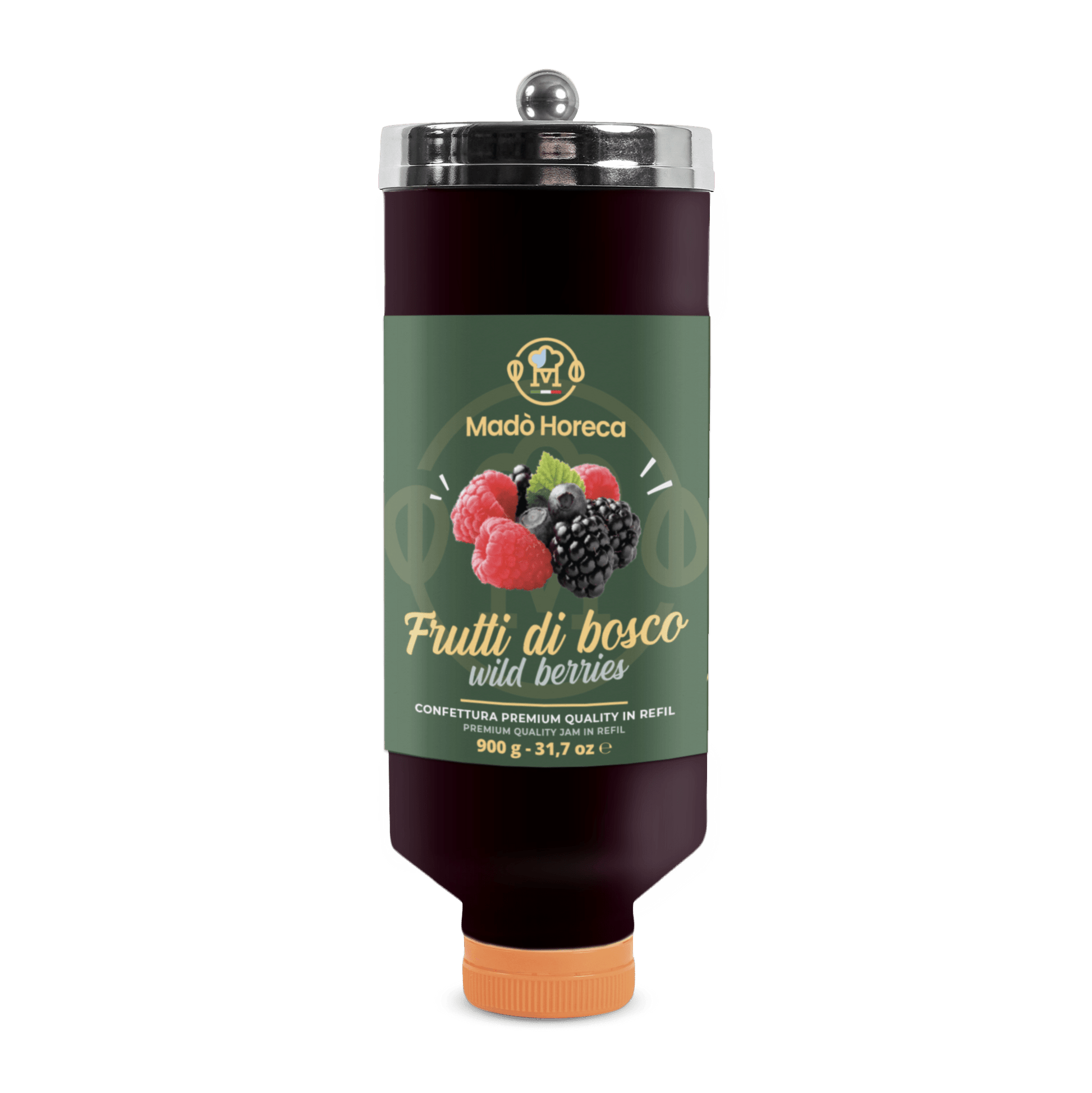 REFILL DI CONFETTURA GUSTO FRUTTI DI BOSCO "BOTTIGLIA DA 900GR" - Mado Ho.re.ca