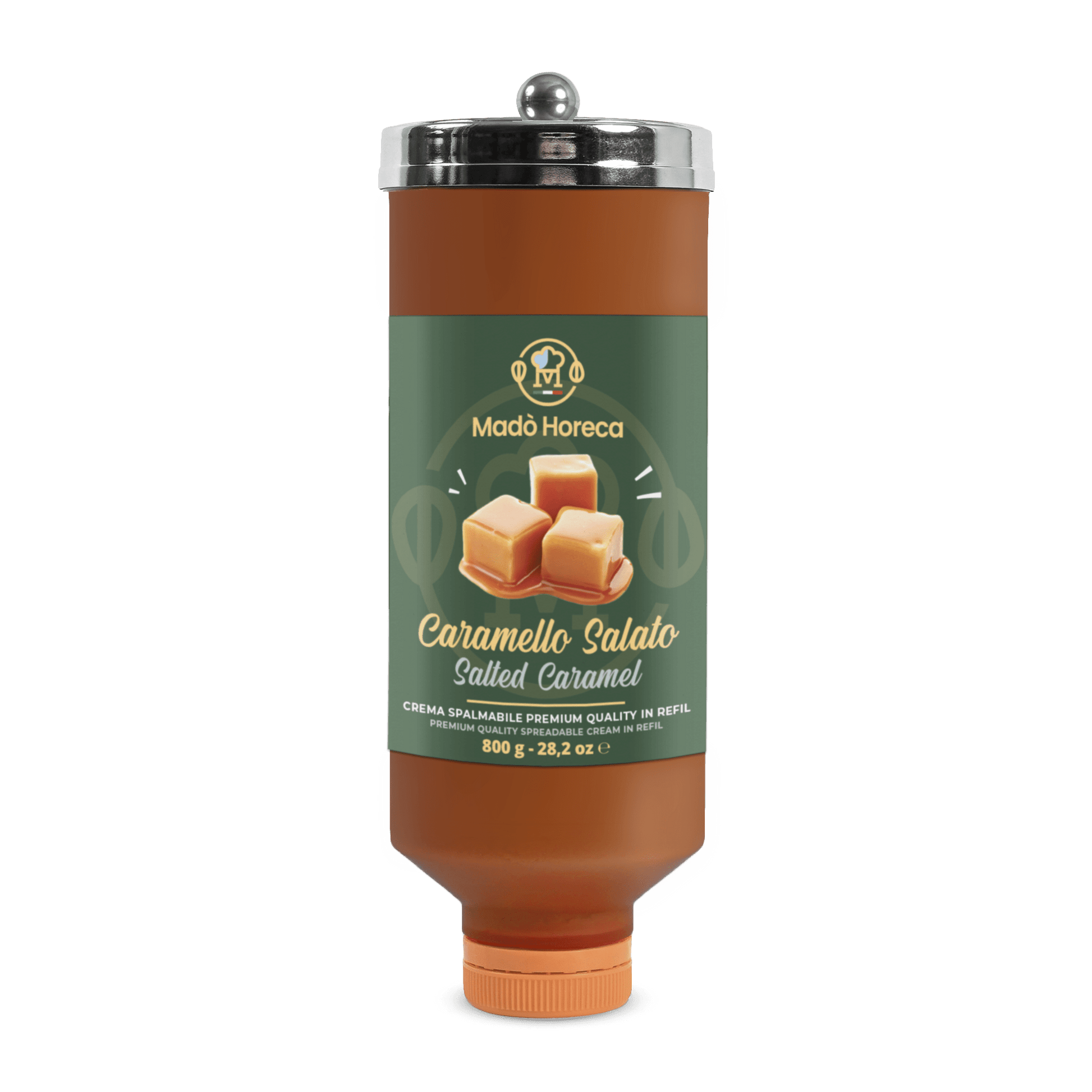 REFILL DI CREMA SPALMABILE AL GUSTO CARAMELLO SALATO "BOTTIGLIA DA 800GR" - Mado Ho.re.ca