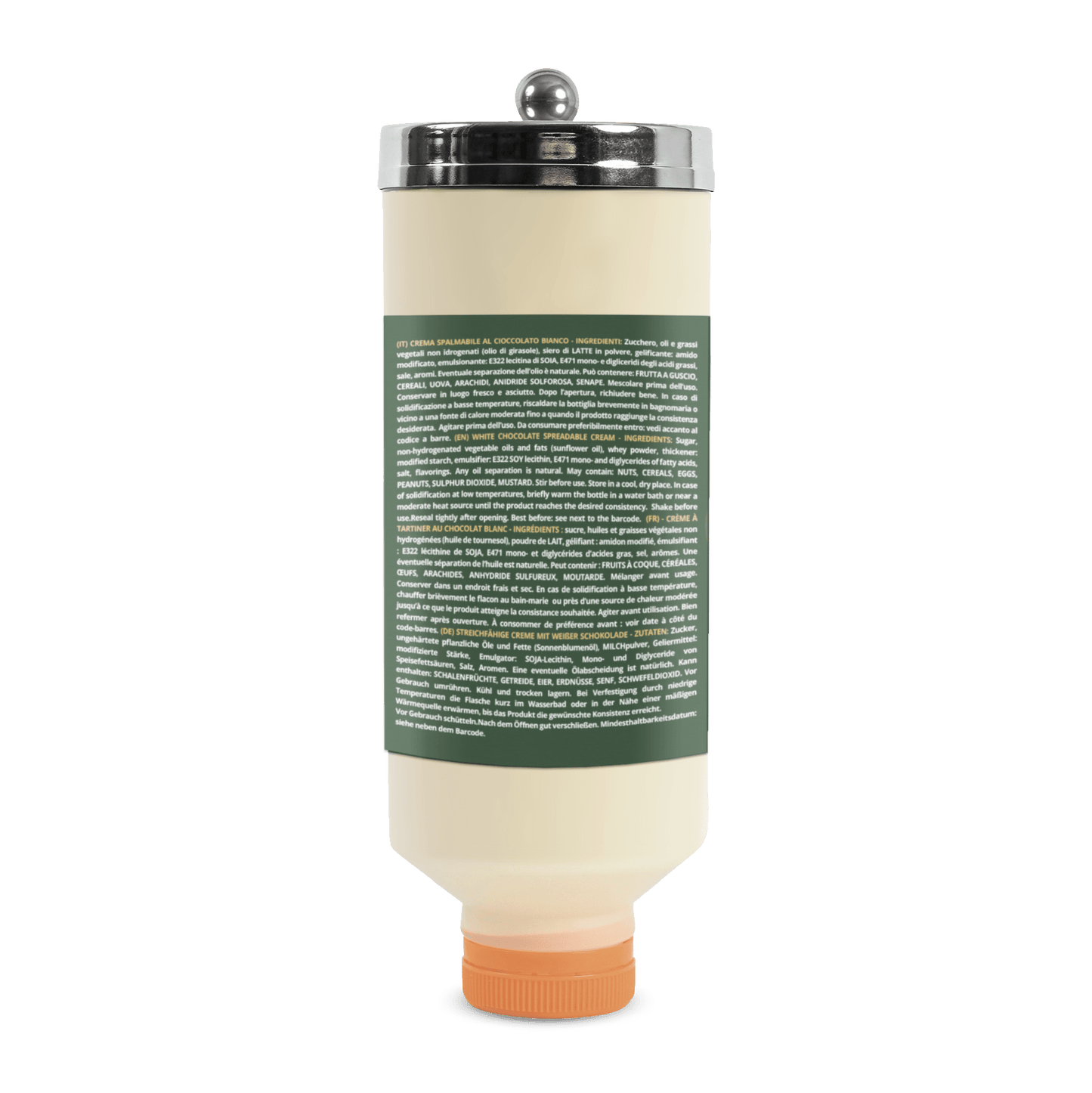 REFILL DI CREMA SPALMABILE AL GUSTO CIOCCOLATO BIANCO "BOTTIGLIA DA 800GR" - Mado Ho.re.ca