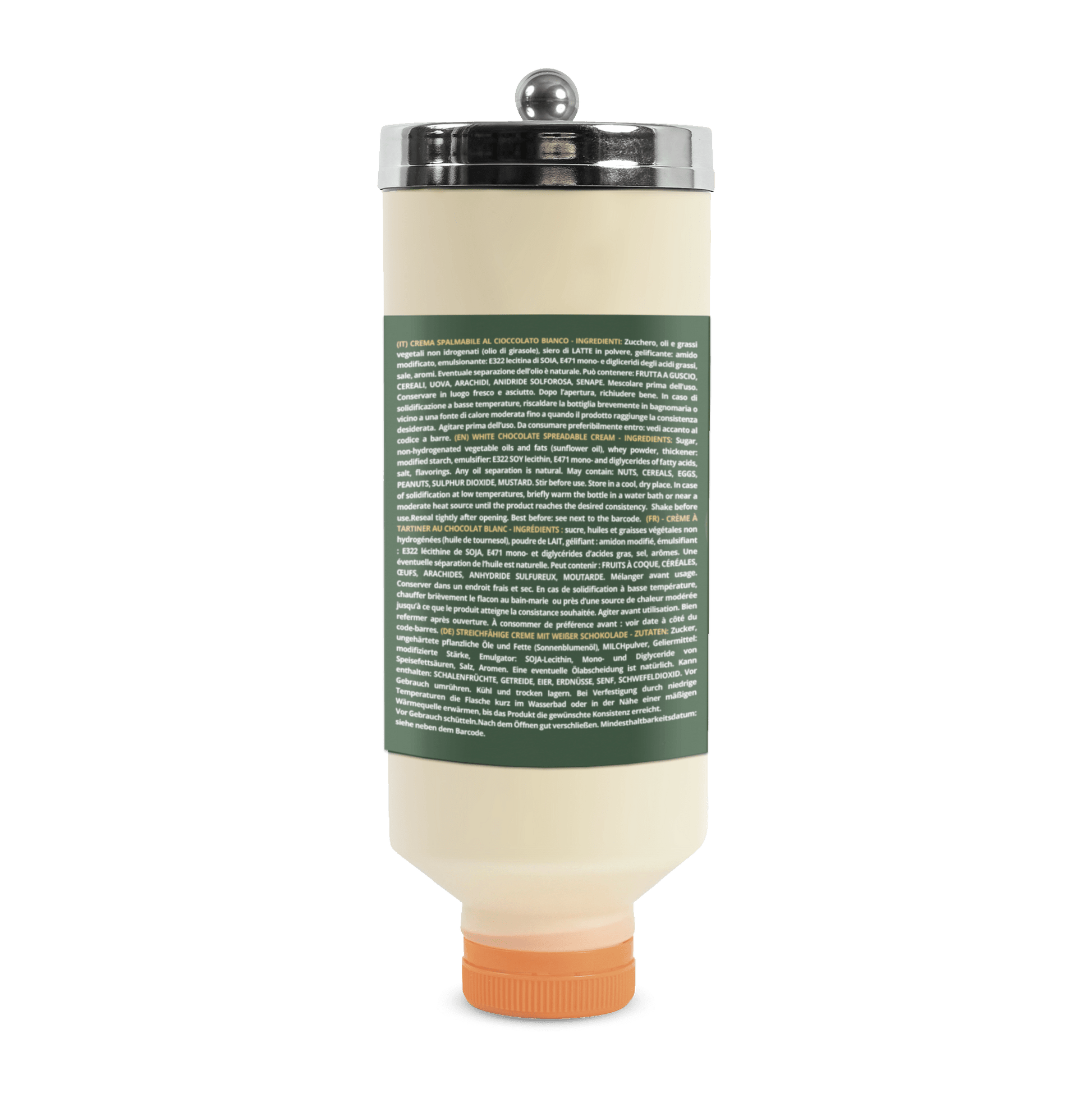 REFILL DI CREMA SPALMABILE AL GUSTO CIOCCOLATO BIANCO "BOTTIGLIA DA 800GR" - Mado Ho.re.ca