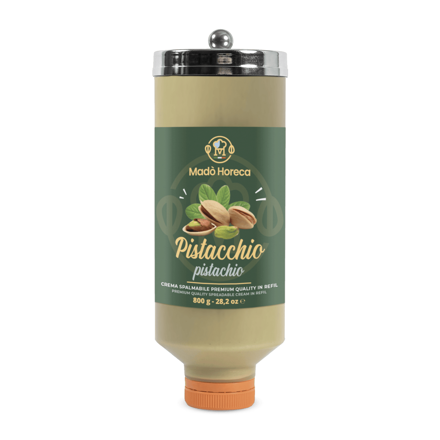 REFILL DI CREMA SPALMABILE AL GUSTO PISTACCHIO "BOTTIGLIA DA 800GR" - Mado Ho.re.ca