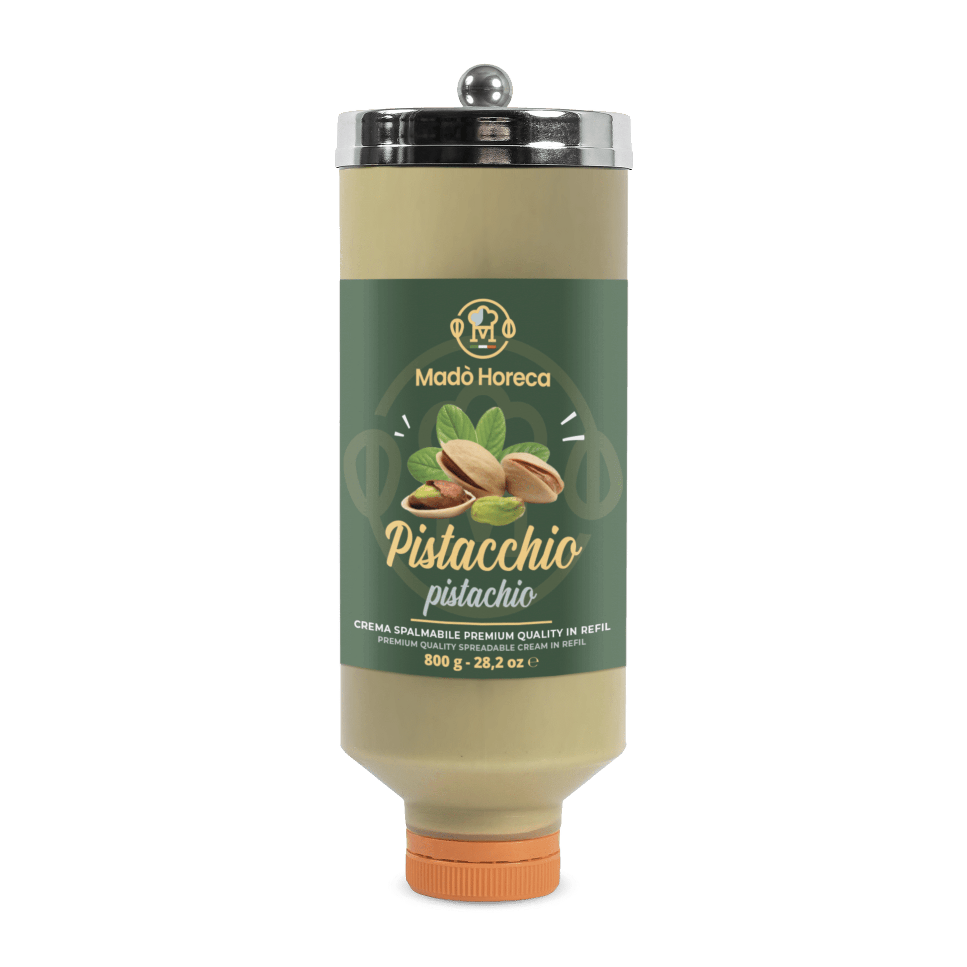 REFILL DI CREMA SPALMABILE AL GUSTO PISTACCHIO "BOTTIGLIA DA 800GR" - Mado Ho.re.ca