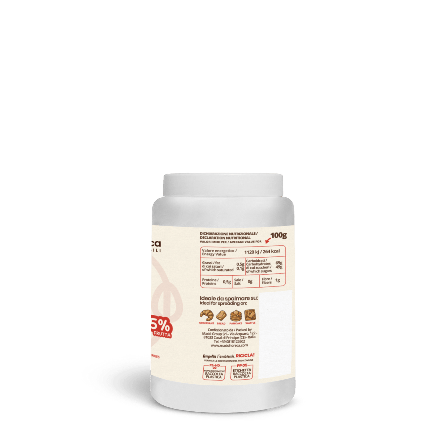 RICARICA EROGATORE Confettura Fragola 1,3kg - Mado Ho.re.ca