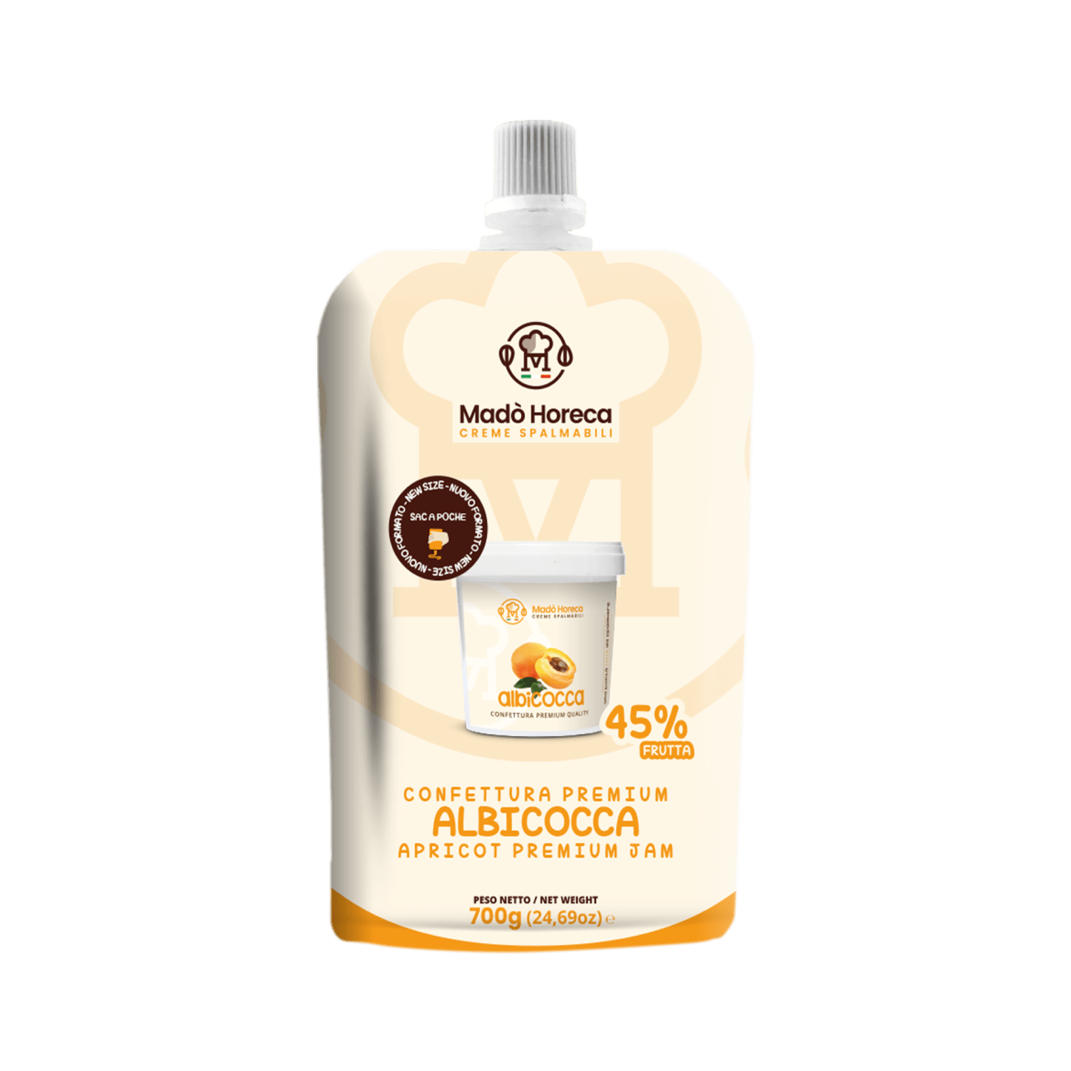Sac A Poche "Zero Sprechi" al gusto Albicocca "Busta da 700gr" - Mado Ho.re.ca