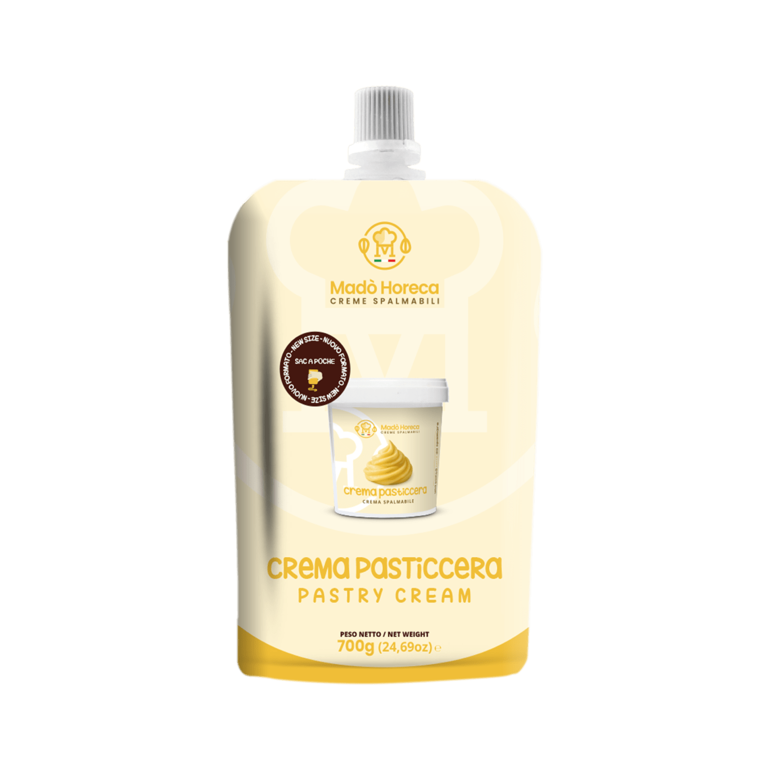 Sac A Poche "Zero Sprechi" al gusto Crema Pasticcera "Busta da 700gr" - Mado Ho.re.ca