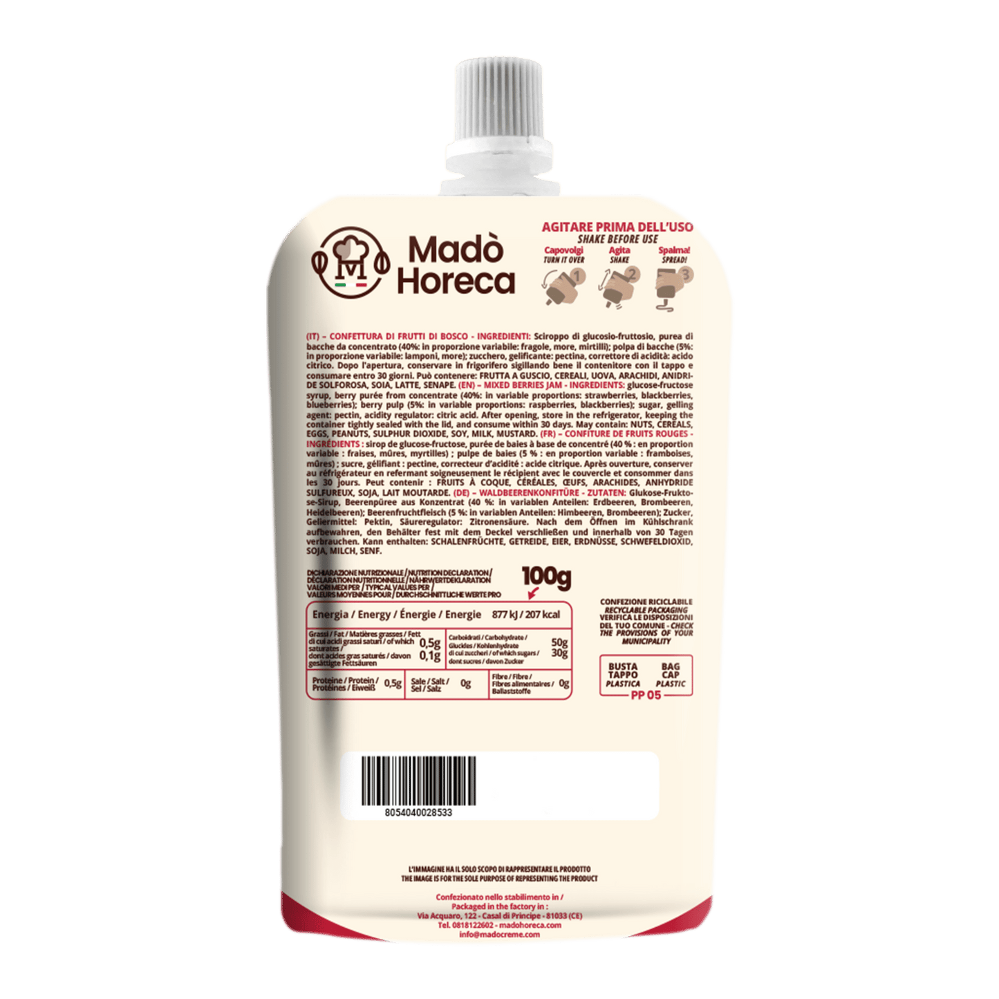 Sac A Poche "Zero Sprechi" al gusto Frutti di bosco "Busta da 700gr" (Copia) - Mado Ho.re.ca