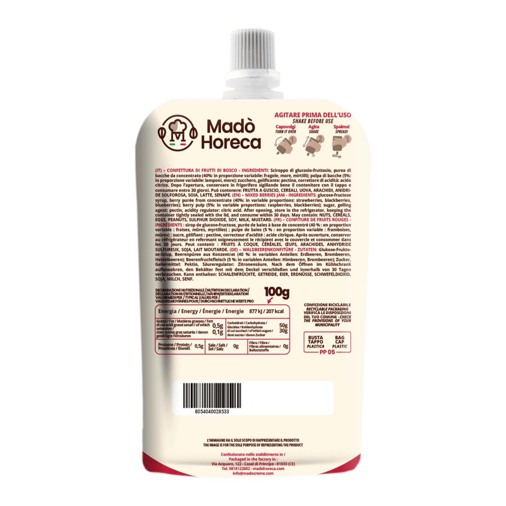 Sac A Poche "Zero Sprechi" al gusto Frutti di bosco "Busta da 700gr" (Copia) - Mado Ho.re.ca