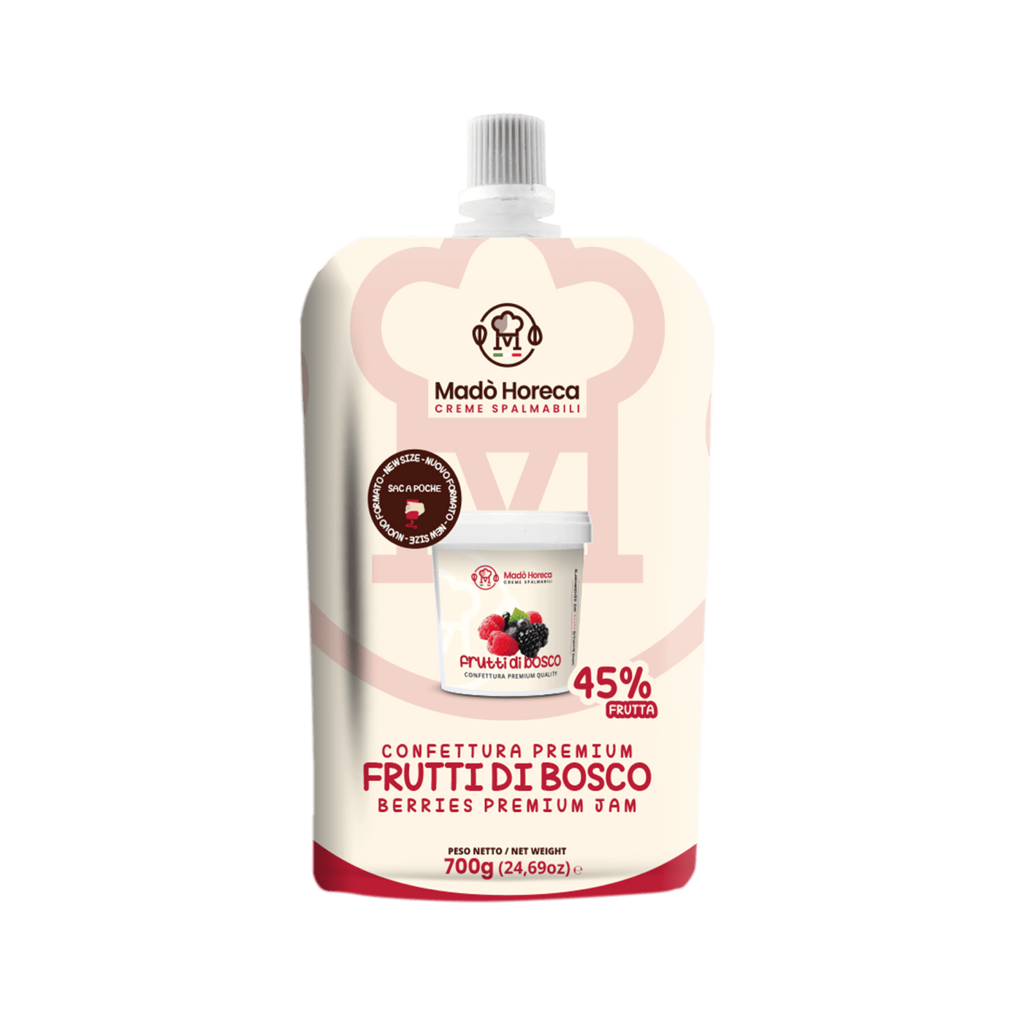 Sac A Poche "Zero Sprechi" al gusto Frutti di bosco "Busta da 700gr" (Copia) - Mado Ho.re.ca