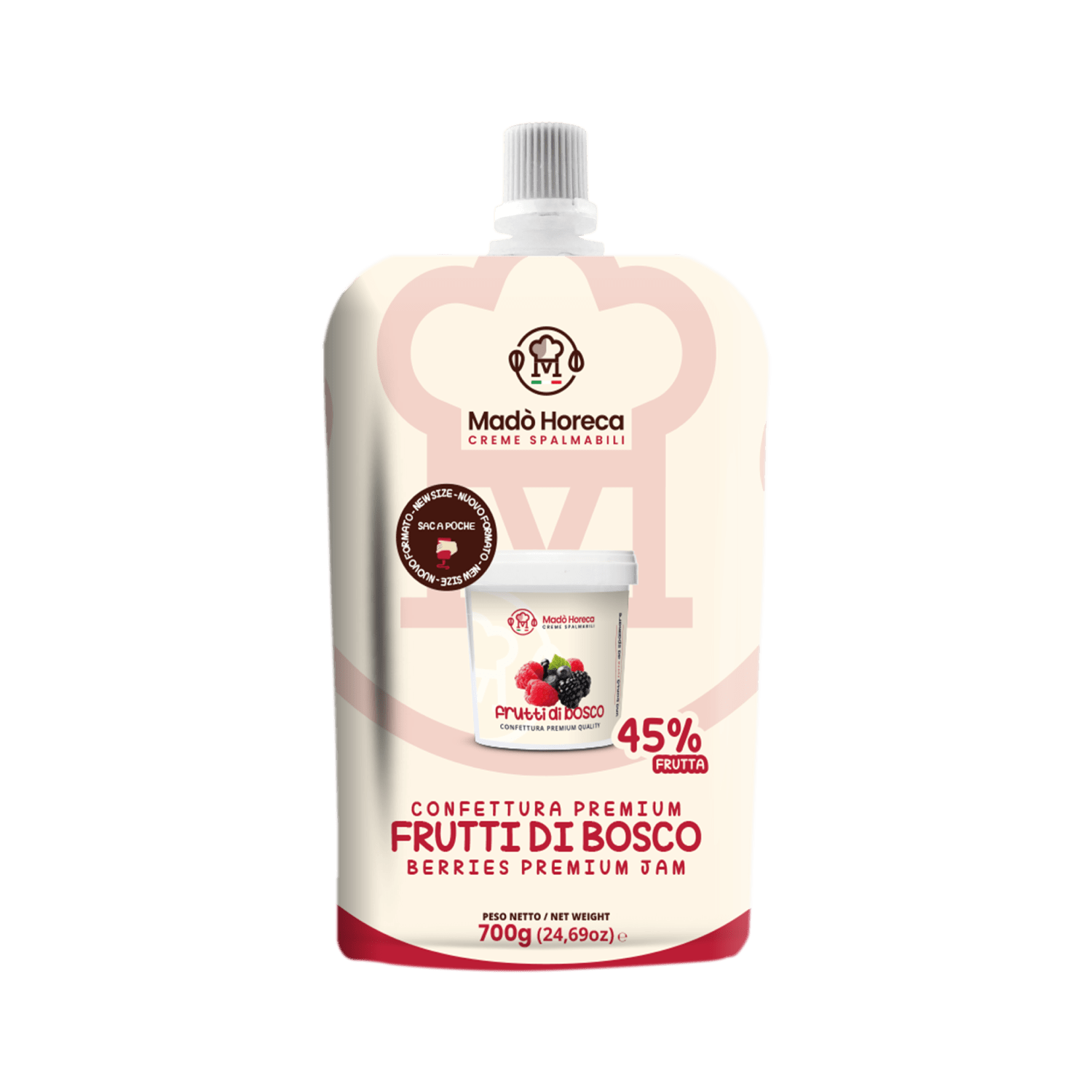 Sac A Poche "Zero Sprechi" al gusto Frutti di bosco "Busta da 700gr" (Copia) - Mado Ho.re.ca