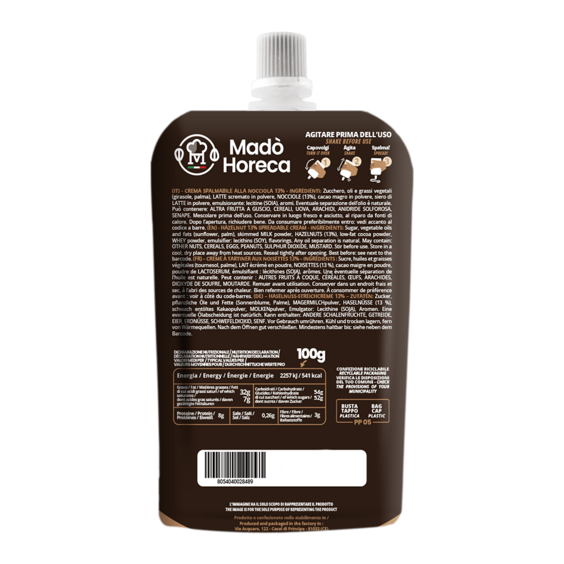 Sac A Poche "Zero Sprechi" al gusto Nocciola 13% "Busta da 600gr" - Mado Ho.re.ca